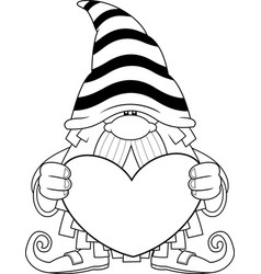 Outlined Cute Love Gnome Cartoon Character