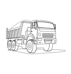 Contour Large Dump Truck For Coloring Book Page