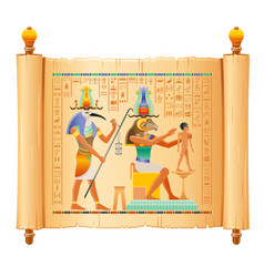 Egyptian Papyrus With God Khnum Thoth Creating