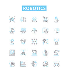 Robotics Line Icons Set Robots Automation