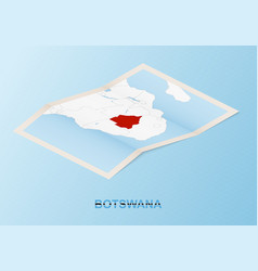 Folded Paper Map Botswana With Neighboring