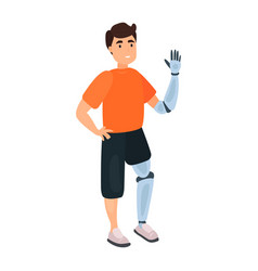 Man With Prosthetic Leg And Hand Flat Icon