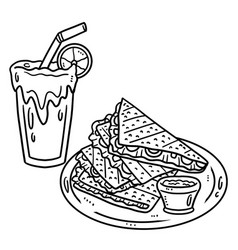 Cinco De Mayo Quesadillas Isolated Coloring Page