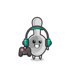 Spoon Gamer Mascot Holding A Game Controller