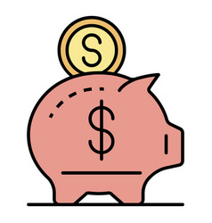 Piggy Bank Icon Color Outline