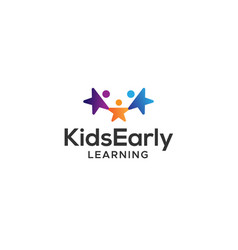 Modern Kids Early Learning Star People Logo Design