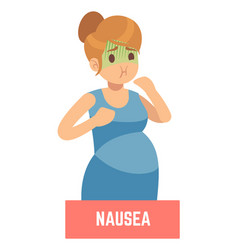 Morning Nausea Pregnancy Sign Woman With Green