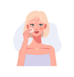 Skincare Concept Woman Removing Makeup For Fresh