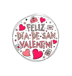 Spanish Happy Valentines Day Logo With Hearts