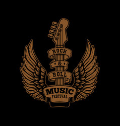 Rock Music Festival Emblem With Of Winged