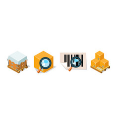 Warehouse Objects With Cardboard Box Isometric