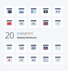 20 Website Wireframe Flat Color Icon Pack Like