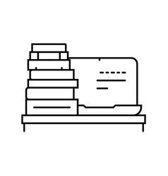 Laptop Books Online Learning Platform Line Icon