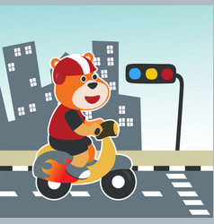 Cute Dog Riding Scooter Cartoon Icon