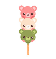 Dango Japanese Dessert In Form Of Bear Isolated