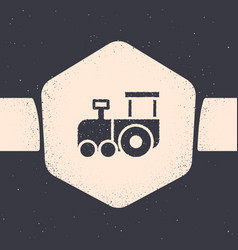 Grunge Toy Train Icon Isolated On Grey Background