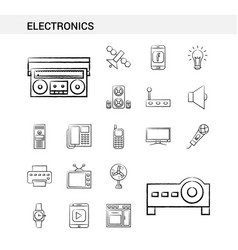 Electronics Hand Drawn Icon Set Style Isolated