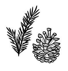 Hand Drawn Pine And Cone Clip Art Set