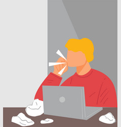 Man Working From Home Or Office Coughing