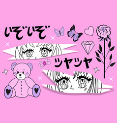 Set Of Y2k Pink Girly Clipart Anime Girls Ram