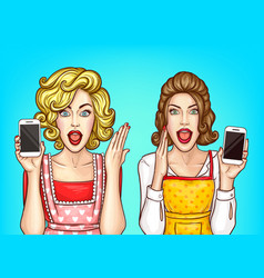 Shocked Women With Smartphone Excited