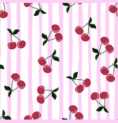 Cute Cherry Seamless Pattern Hand Drawn Cherries