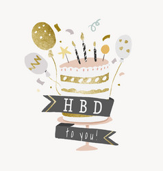 Birthday Cake Template Sticker Aesthetic Gold