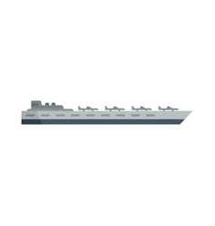 Aircraft Carrier View Icon Flat Navy Ship