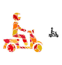 Motorbike Driver Autumn Composition Icon With Fall