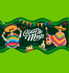 Cinco De Mayo Holiday Paper Cut Banner Mexicans