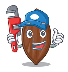 Plumber Fresh Pecan Nuts Isolated On Mascot