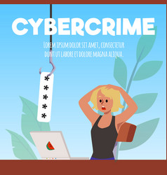 Squared Banner About Cybercrime Flat Style