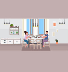 Young Couple Having Breakfast Man Woman Sitting