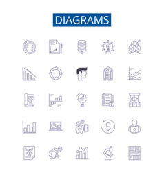 Diagrams Line Icons Signs Set Design Collection