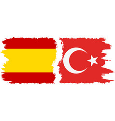 Turkey And Spain Grunge Flags Connection