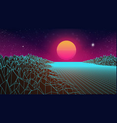 Retrowave Sunset Background 80s Retro Futuristic