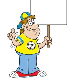 Cartoon Soccer Fan Holding A Sign