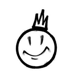 Graffiti Emoticon With Crown Smiling Face Painted