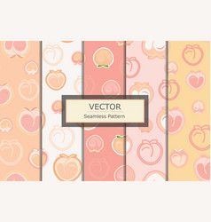 Peach Fruit Pink Pastel Cute Pattern Set