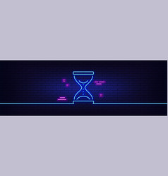 Time Hourglass Line Icon Sand Watch Sign Neon