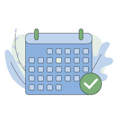 Calendar With Check Mark Icon Flat Cartoon