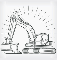 Excavator Doodle Backhoe Digger Handdrawing