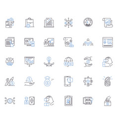 Financial Market Line Icons Collection Investment