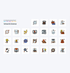 25 School And Science Line Filled Style Icon Pack