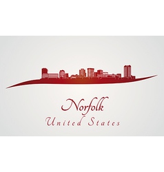 Norfolk Skyline In Red