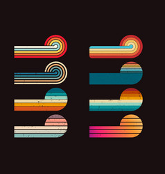 Retro Sunset Designs On Black Background