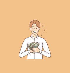 Smiling Man With Money In Hands