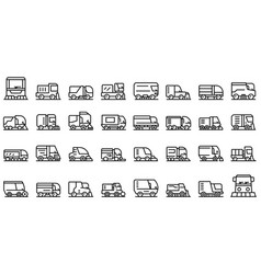 Sweeper Icons Set Outline Street Truck