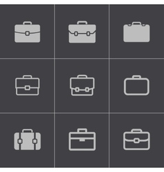 Black briefcase icons set Royalty Free Vector Image