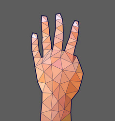 Cool Abstract Low Poly Hand Gesture Number Four